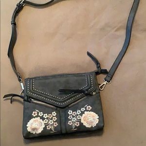 Grey sling side purse